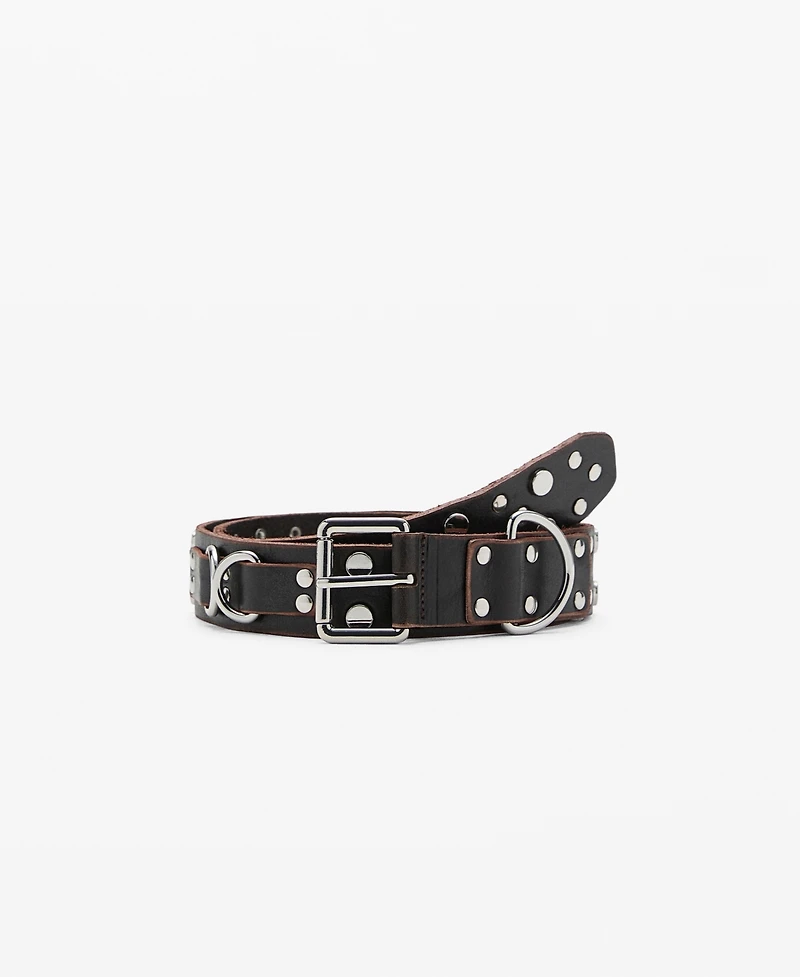 Mango Women's Stud Leather Belt