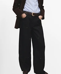 Mango Women's Patches Barrel Jeans