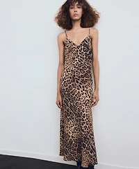Mango Women's Leopard-Print Open-Back Dress