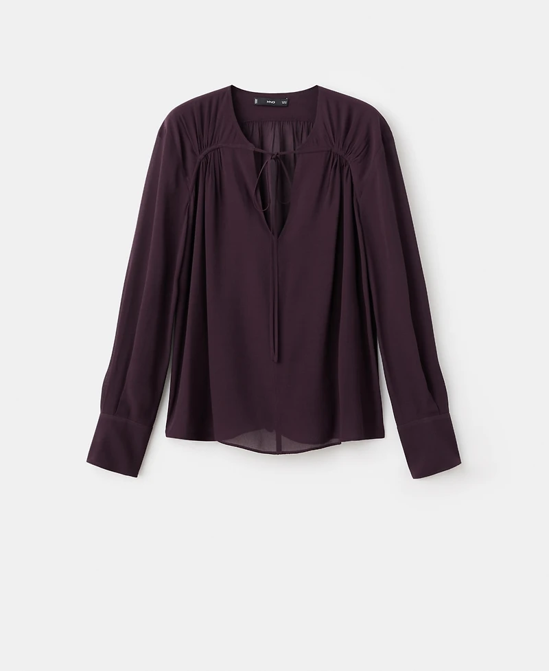 Mango Women's Bow Neckline Chiffon Blouse