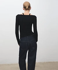 Mango Women's Ribbed Combined T-Shirt