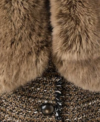 Mango Women's Fur Collar Tweed Jacket