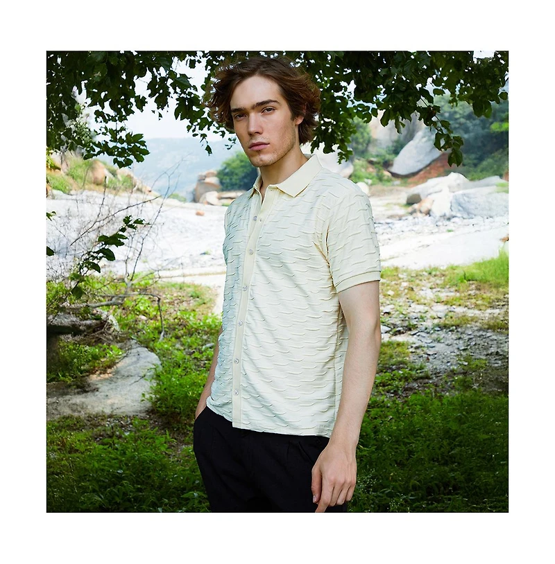 Campus Sutra Men's Solid Creased Knit Shirt