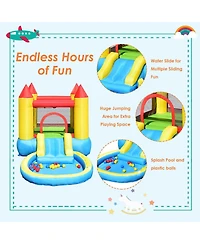 Inflatable Kids Slide Bounce House with 580W Blower and Ball Pit