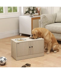 PawHut Elevated Dog Bowls with Storage, Raised Dog Bowl with Slow Feeder