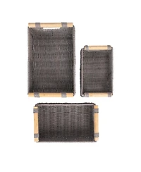 Household Essentials Decorative Woven Baskets, Set of 3, Grey