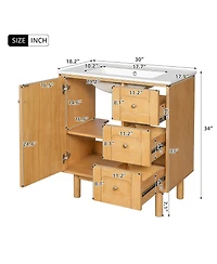 Boyel Living 30 inches Freestanding Bathroom Vanity with Single Ceramic Sink