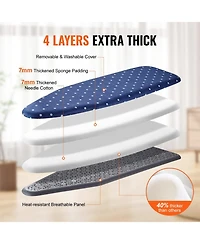 Ecooso Ironing Board with Storage Tray, 55"x15" Surface, 4-Layer Heat-Resistant Cover, 10 Height Adjustments for Home Use