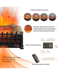 Flynama 20 inch Electric Fireplace 3D Log set insert, Free Standing Fireplace Heater for Indoor