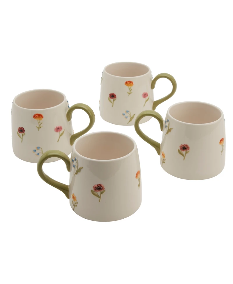 Haven Stoneware Floral Mug, Set of 4