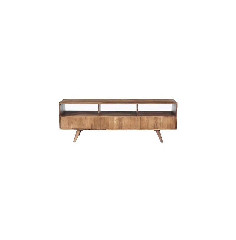 Porter Designs Fusion Solid Sheesham Wood Tv Stand, Light Brown