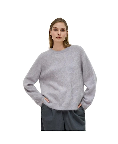 Bellemere New York Women's Brushed Pure Cashmere Crew-Neck Sweater