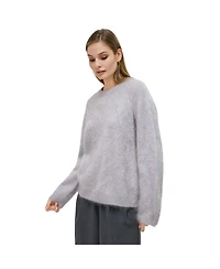 Bellemere New York Women's Brushed Pure Cashmere Crew-Neck Sweater