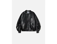 Aelfric Eden Women's Zip Up Ruched Leather Jacket