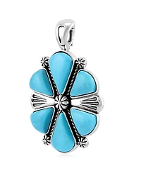 American West Jewelry Sterling Silver Kingman Turquoise 6-Stone Triangular Concha Pendant Enhancer