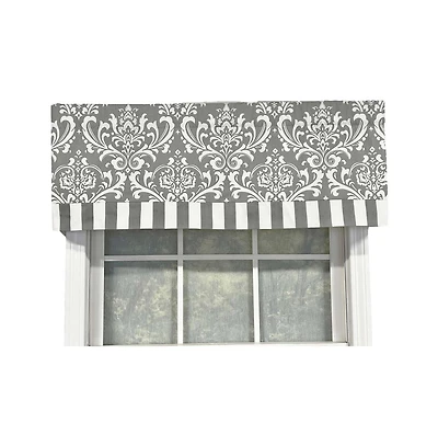 Rlf Home Ozbourne Style Banded 3" Rod Pocket Valance 50" x 16" Gray by Rlf Home