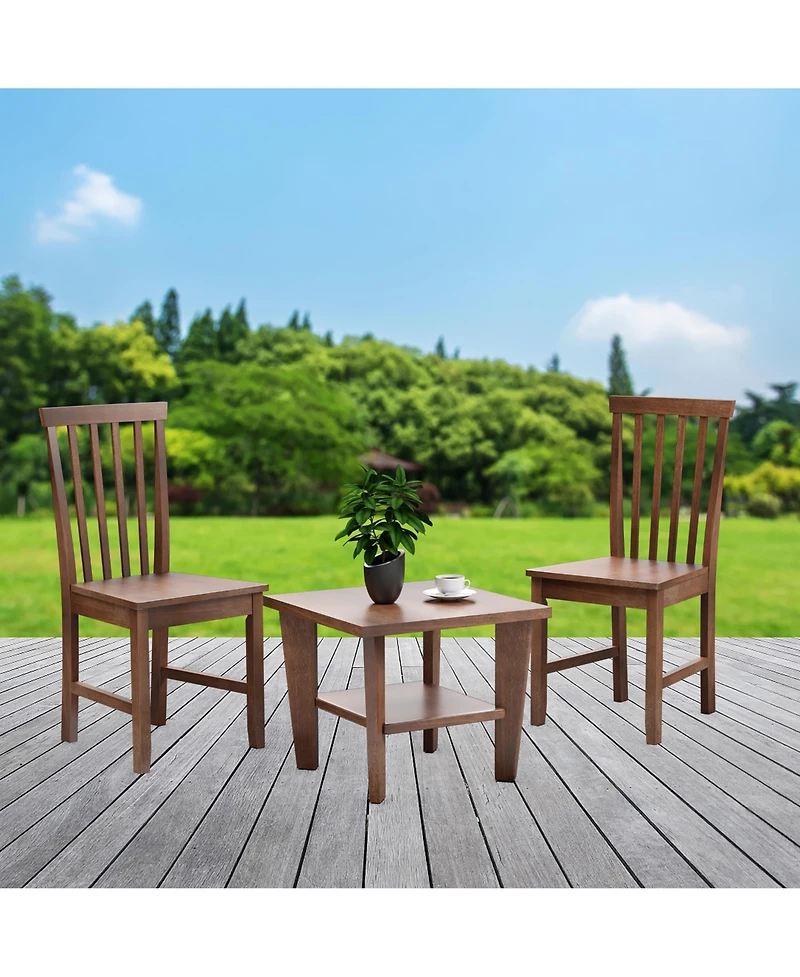 Costway Dining Chair Kitchen Spindle Back Side Chair with Solid Wooden Leg