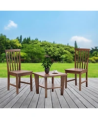 Costway Dining Chair Kitchen Spindle Back Side Chair with Solid Wooden Leg