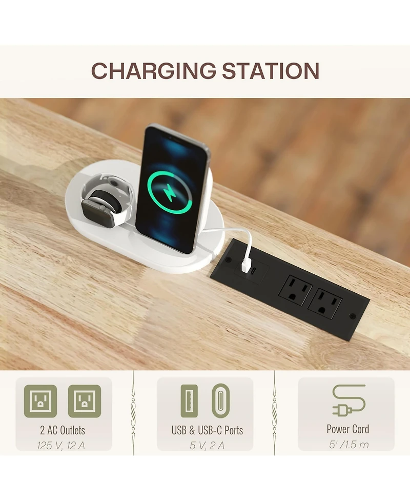 Homcom Mobile Kitchen Island with Power Outlet Drop Leaf Cart