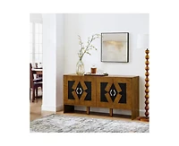 Casainc 60" Mid Century Modern Storage Cabinet with Geometric Pattern & Adjustable Shelves