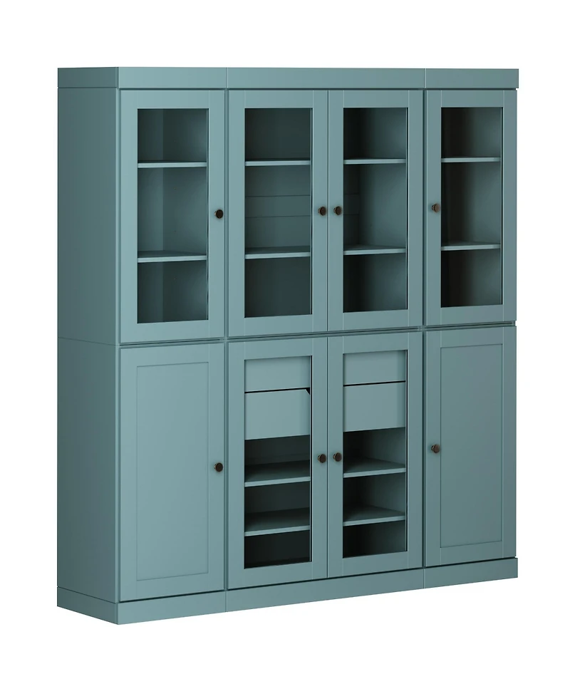 Palace Imports 100% Solid Wood 65" Pantry China Cabinet with Clear Glass, Shaker Doors, 2-Drawers & Adjustable Shelves
