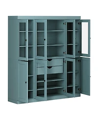 Palace Imports 100% Solid Wood 65" Pantry China Cabinet with Clear Glass, Shaker Doors, 2-Drawers & Adjustable Shelves