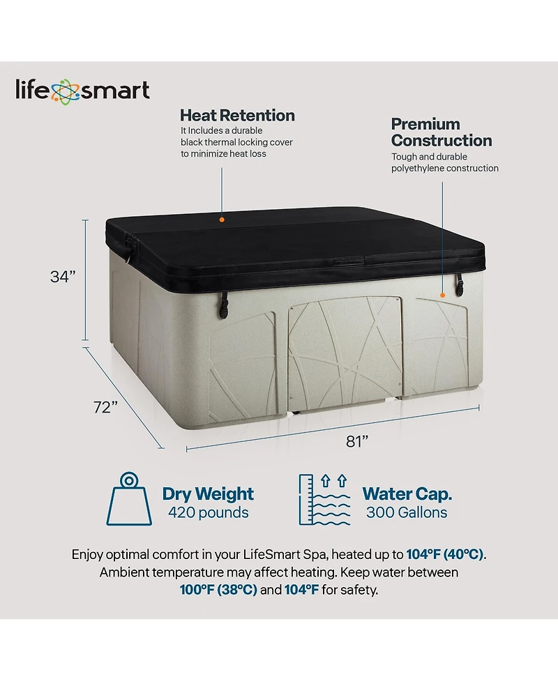 Lifesmart Spas 5 Person Plug and Play 28 Jet Led Outdoor Hot Tub, LS350DX, Sand