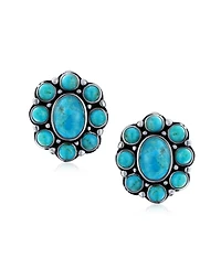 Bling Jewelry Set of 2 Southwestern-Inspired Turquoise and Multicolor Clip-On Earrings Sterling Silver