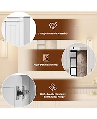 Airsurfer Bathroom Wall Cabinet with Mirror Wall Mounted Medicine Cabinet with 4 Shelves Mirrored Door Storage Cabinet for Small Spaces White