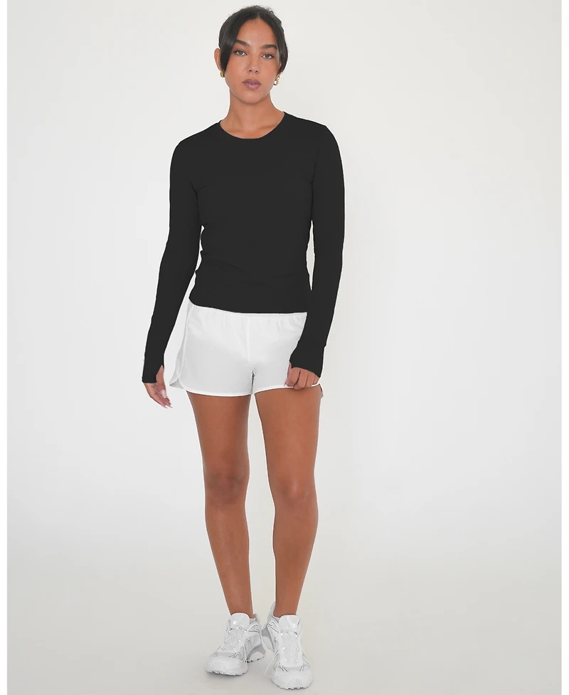 Rebody Active Women's Raya Mid Length Compression Nylon Long Sleeve Top