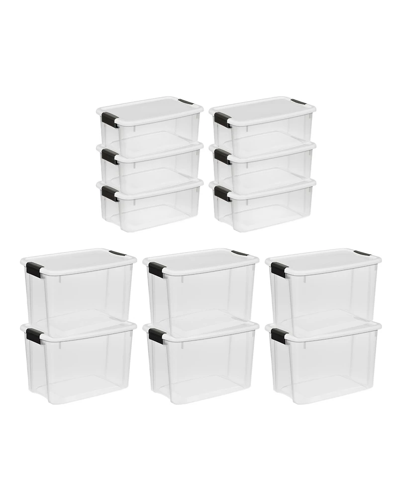 Sterilite 30 Qt 6-Pack & 18 Qt 6-Pack Clear Plastic Stackable Storage Bin w/ Lid