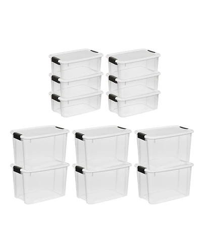 Sterilite 30 Qt 6-Pack & 18 Qt 6-Pack Clear Plastic Stackable Storage Bin w/ Lid