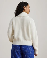 Lauren Ralph Plus Rib-Knit Shawl-Collar Toggle Cardigan