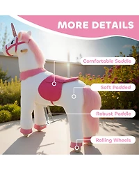 Qaba Ride on Unicorn Toy, Plush Baby Rocking Horse for Kids 4-7 Years