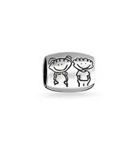 Bling Jewelry Set of 2 Sweet Heart New Homeowner & Cartoon Family Brother Sister Friends Charm Bead Sterling Silver
