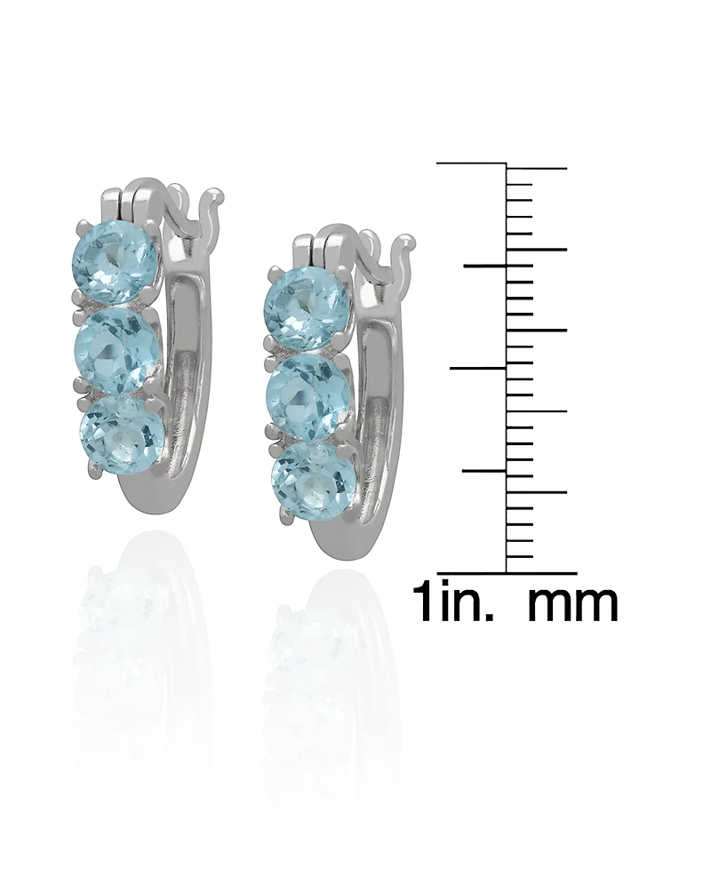 Macy's 3-Pc. Blue Topaz Hoop & Stud Earrings Set (3-4/5 ct. t.w.) in Sterling Silver
