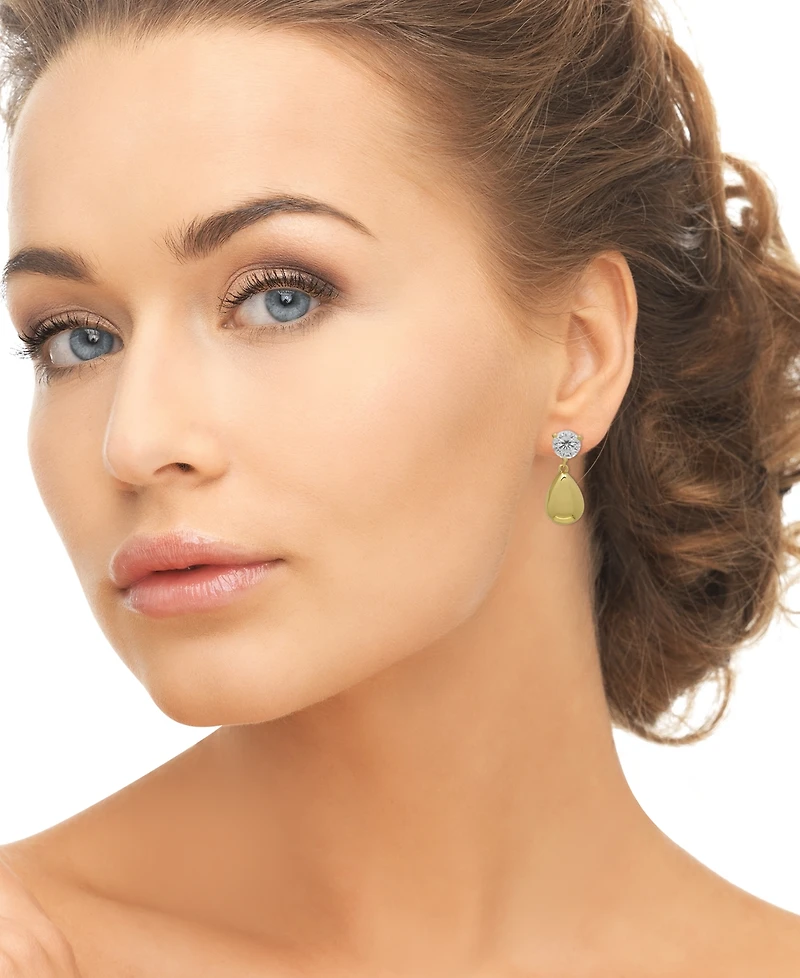 Macy's Lab-Grown White Sapphire Pear Drop Earrings (3-1/5 ct. t.w.) in 14k Gold Over Sterling Silver