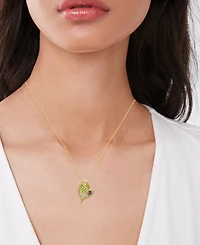 Macy's Multi-Stone (1.27 ct. t.w.) Heart Pendant Necklace in 14k Gold Over Sterling Silver