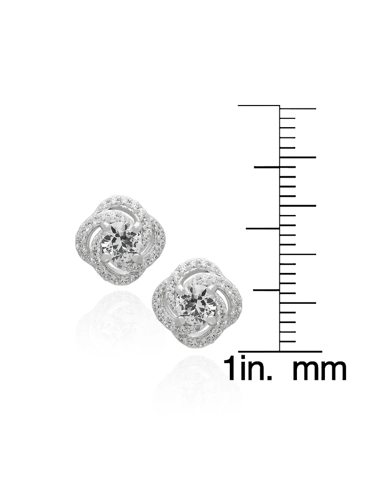 Macy's Lab Grown White Sapphire (2-3/4 ct. t.w.) Love Knot Pendant Necklace & Earrings in Sterling Silver, 2-Piece Set