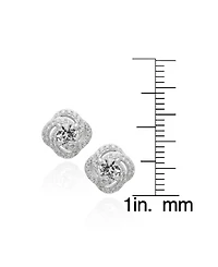 Macy's Lab Grown White Sapphire (2-3/4 ct. t.w.) Love Knot Pendant Necklace & Earrings in Sterling Silver, 2-Piece Set