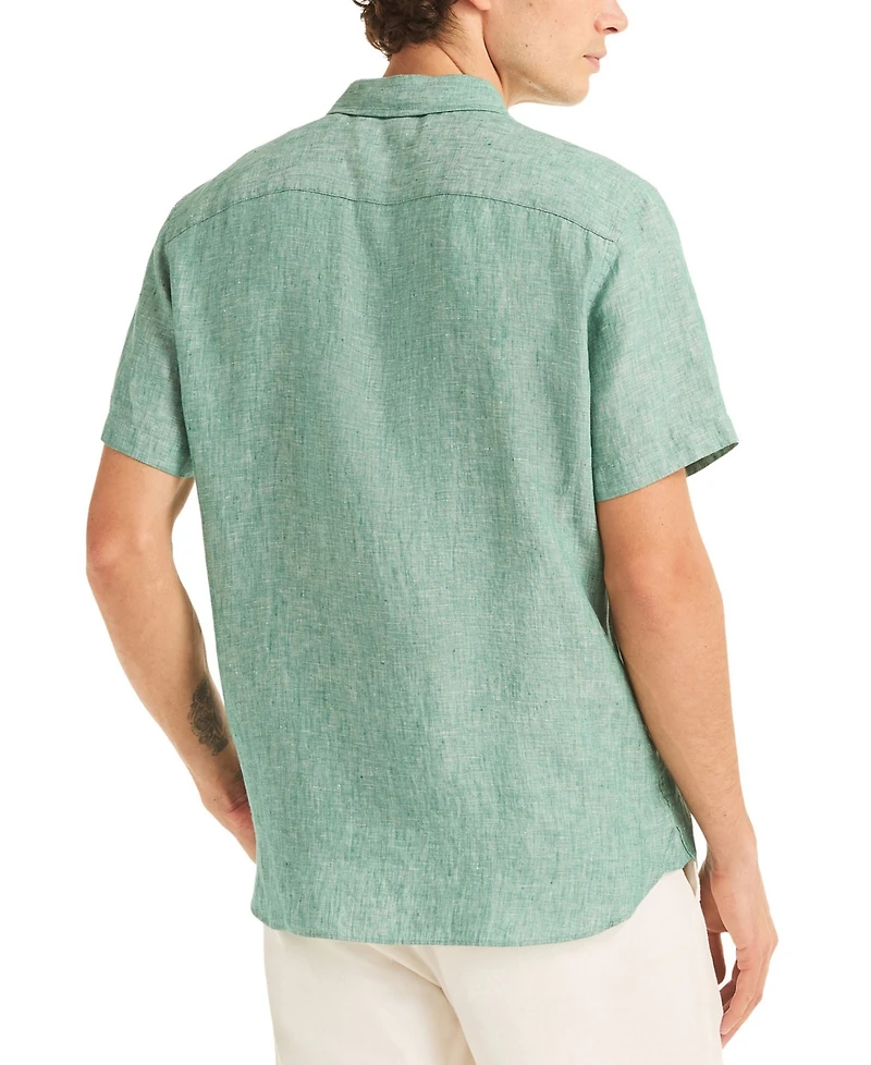 Nautica Men's Classic-Fit Solid Linen Short-Sleeve Shirt