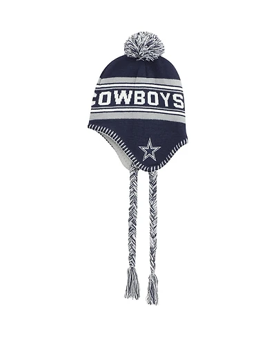 Youth Navy Dallas Cowboys Jacquard Tassel Knit Hat with Pom