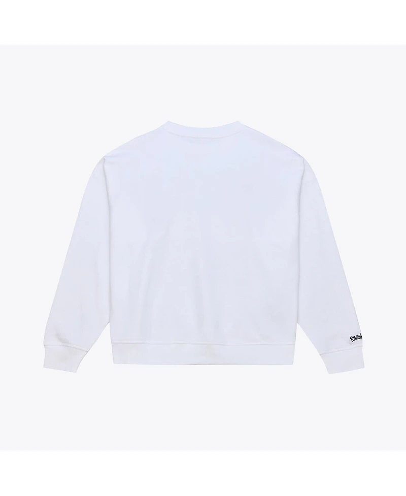 Women's White New York Knicks Lightweight Block Letter Sweatshirt