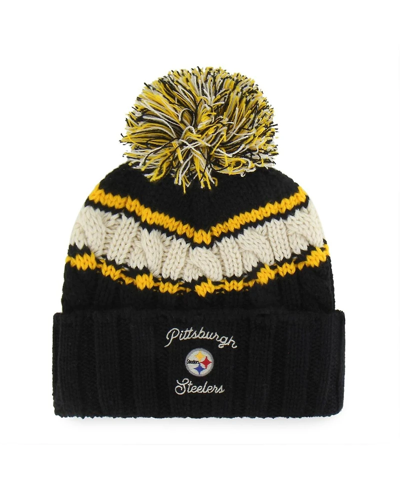 Women's Black Pittsburgh Steelers Emma Cuffed Knit Hat with Pom