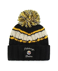 Women's Black Pittsburgh Steelers Emma Cuffed Knit Hat with Pom