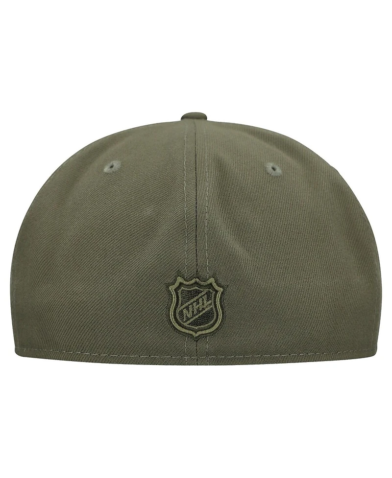 New Era Men's Olive Pittsburgh Penguins Military Appreciation Flag 59FIFTY Fitted Hat