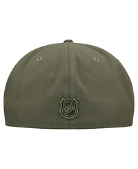 New Era Men's Olive Pittsburgh Penguins Military Appreciation Flag 59FIFTY Fitted Hat