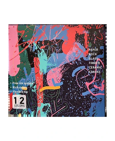 Htutwoo 12 Colors Acrylic Paint Markers Direct Liquid Soft-Tip Drawing Pens