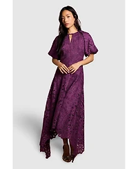 Coast Women's Lace Hanky Hem Puff Sleeve Dress