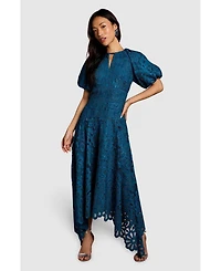 Coast Women's Lace Hanky Hem Puff Sleeve Dress